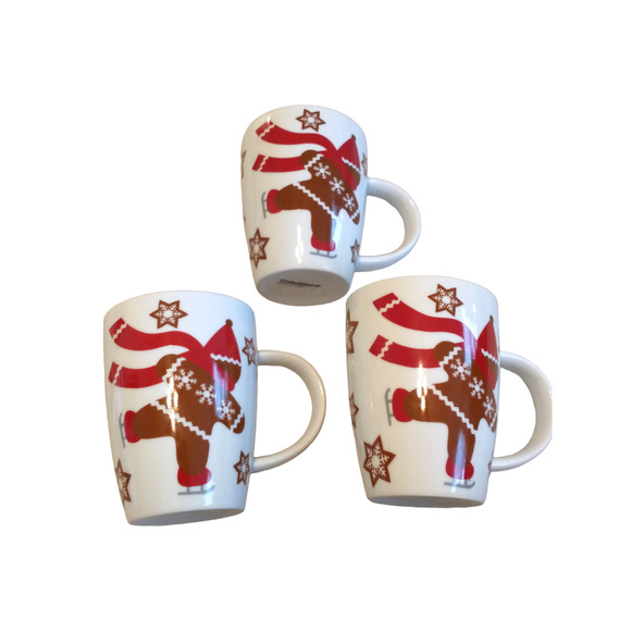 Crate&Barrel Other - Crate & Barrel 3-Piece Skating Gingerbread Mugs Holiday Christmas Vacation Fun